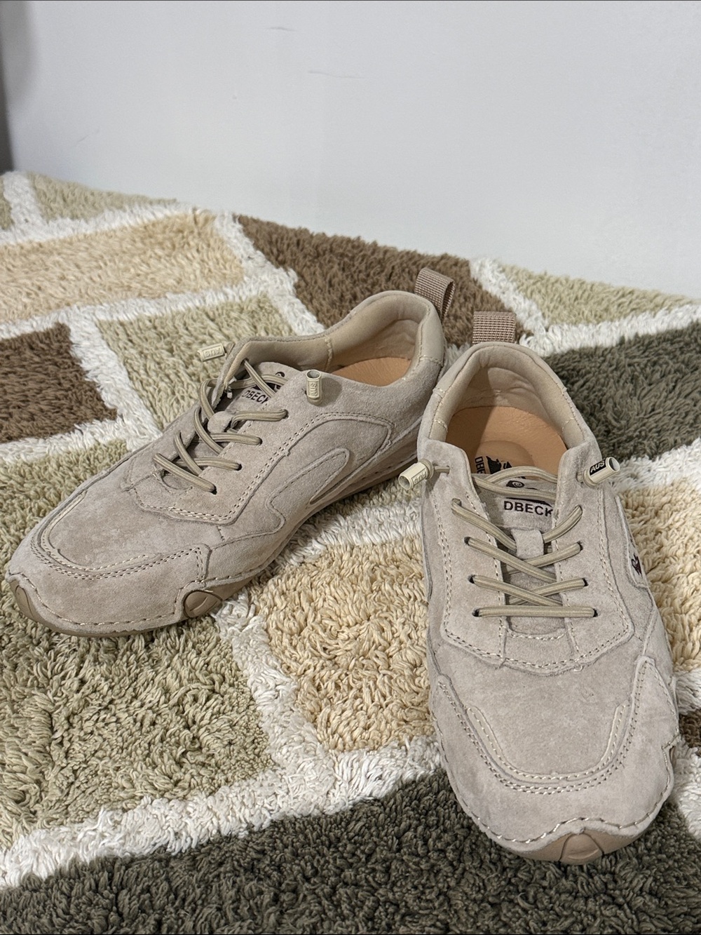 DBeck Women's Suede Lace-Up Sneakers in Taupe